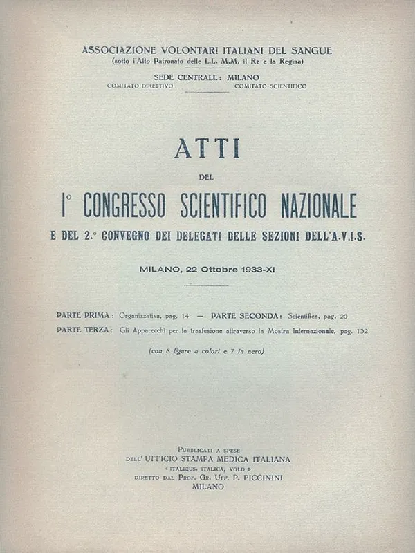 Primo Congresso Scientifico AVIS Nazionale